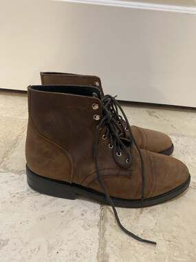 Thursday Boot Co. Captain Boots Mens Size 8 Brown Leather Cap Toe Combat Lace Up